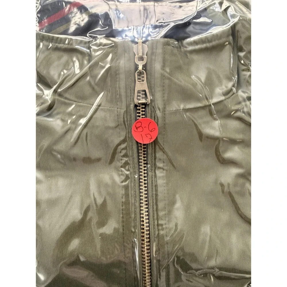 men's navy blue and olive green reversible bomber jacket SZ-M‎ gold tone zipper